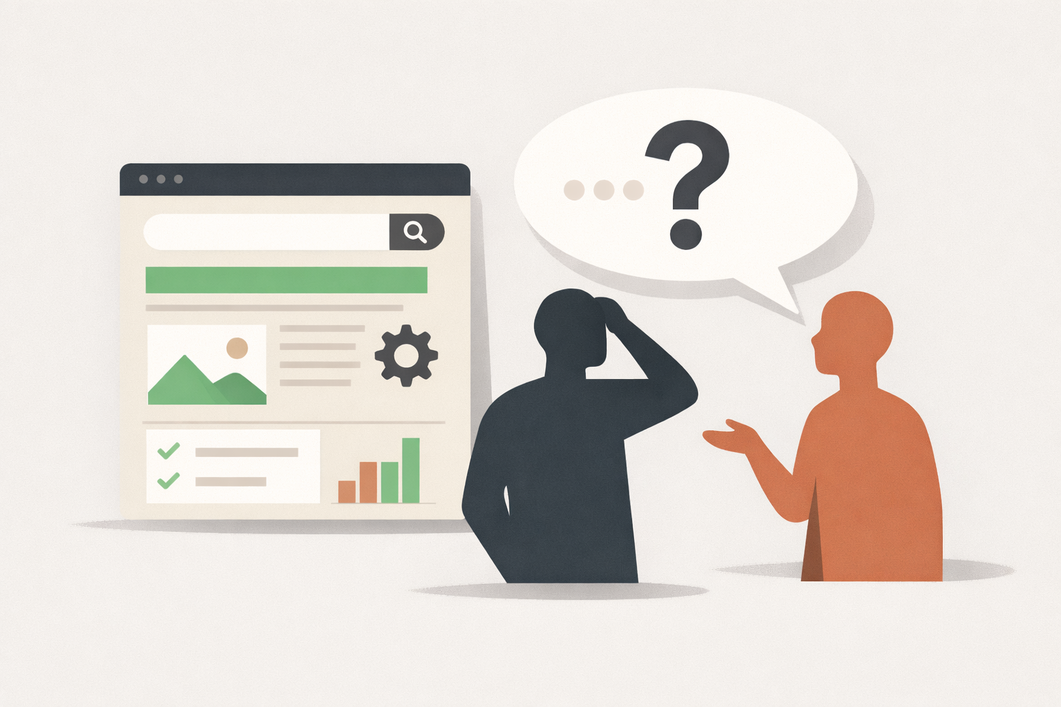 Checklist with magnifying glass highlighting on-page factors SEO elements like title tags, meta descriptions, and headers