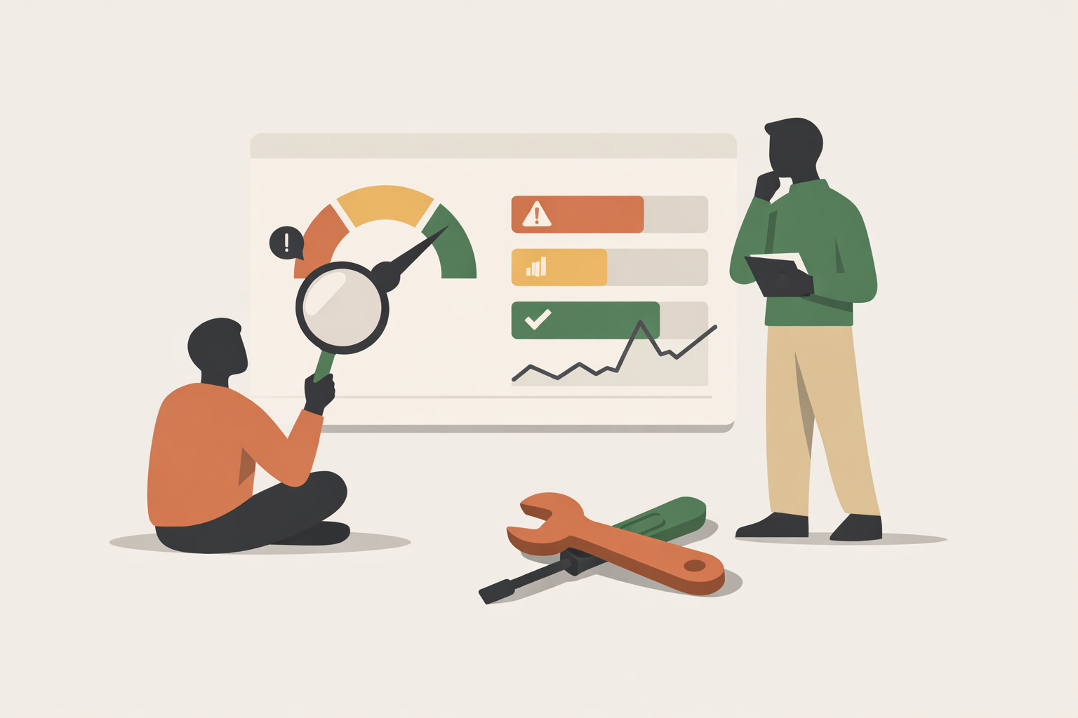 Developer reviewing Core Web Vitals metrics on a laptop screen as part of an SEO on page checklist audit